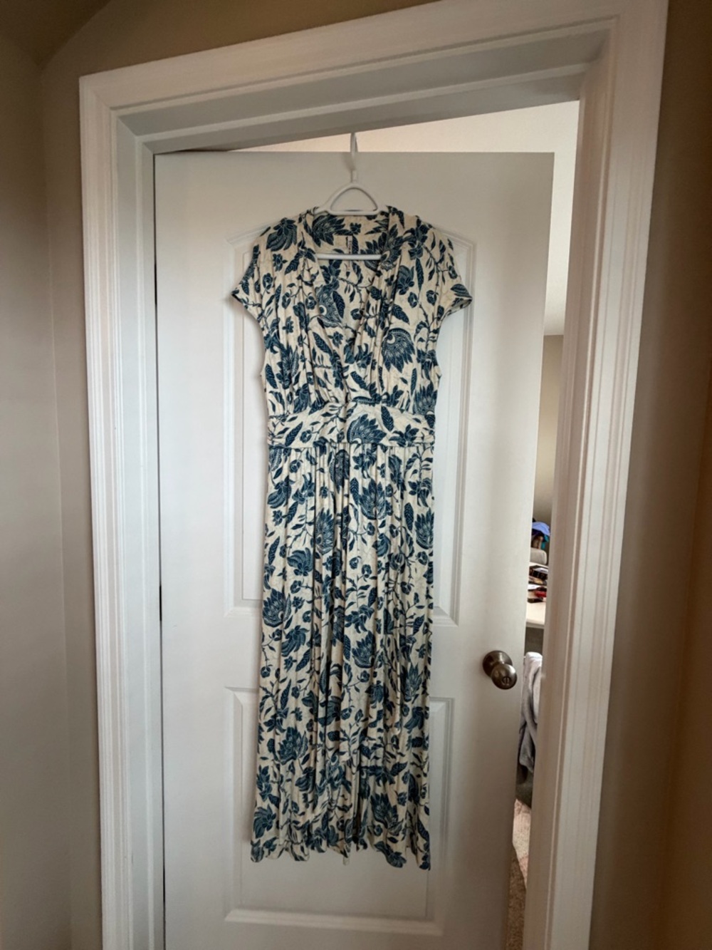 Soma Cream Maxi Dress with Blue Floral Print